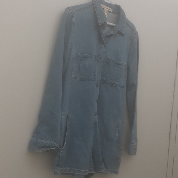 Life in progress Blue Denim Jean Short Romper sz S - Picture 6 of 12